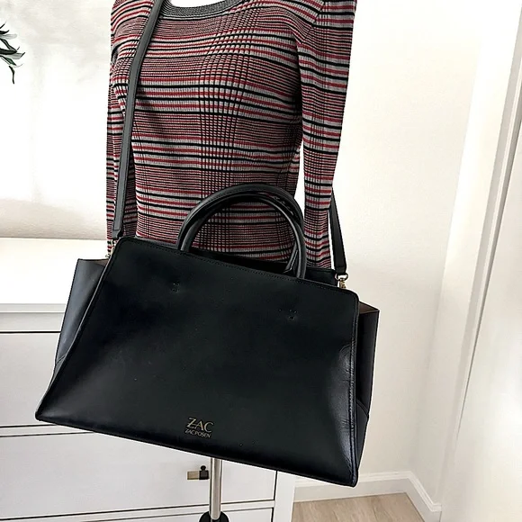ZAC Zac Posen Leather Medium Black Satchel Bag